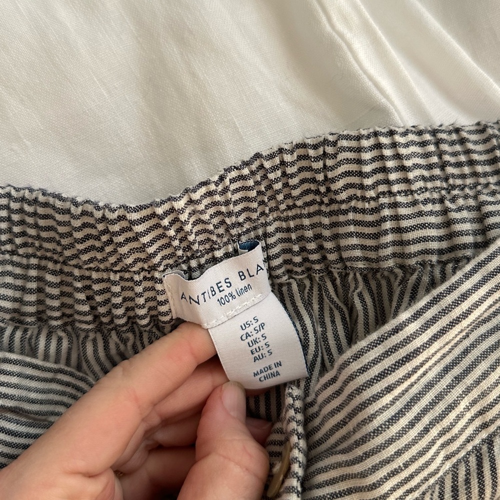 Antibes Blanc Linen Button-Front Maxi Skirt - Striped - Picture 3 of 3